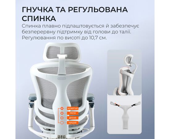 Офисное кресло Sihoo Крісло офісне з підставкою для ніг Sihoo DORO C300 Pro Mesh White with (DORO-C300-PRO-M102-JT), изображение 11