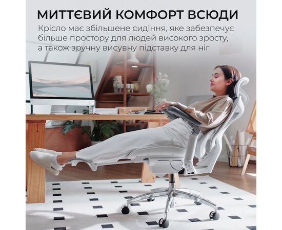 Офисное кресло Sihoo Крісло офісне з підставкою для ніг Sihoo DORO C300 Pro Mesh White with (DORO-C300-PRO-M102-JT), изображение 7