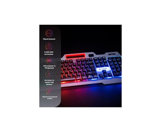 Клавиатура Hölmer K-02GS RGB Backlight USB UA Black (K-02GS), изображение 7
