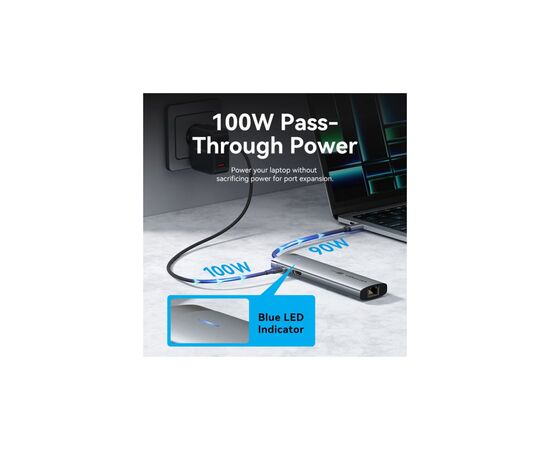 Концентратор VENTION USB-C 8-in-1 HDMI + USB 3.0 + USB 2.0 + RJ45 + SD/TF + PD 100W (TGUHB), изображение 8