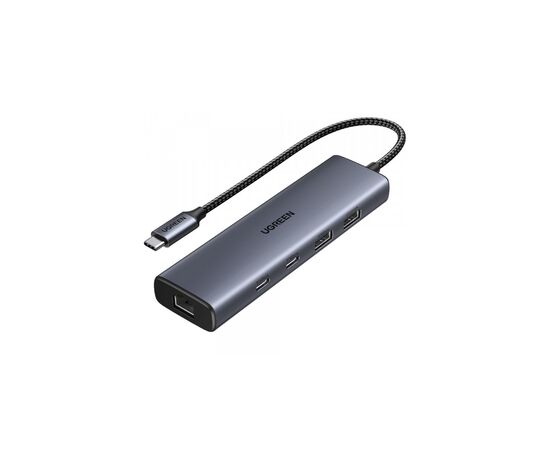Концентратор Ugreen USB-C to 1xUSB-A 3.2 + 1xUSB-A 2.0 + 2xUSB-C 3.2 + RJ45 + PD CM512 gray (45320)