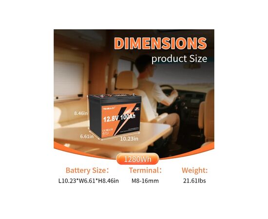 Батарея LiFePo4 YEAGULCH 12.8V - 100Ah (YEAGULCH-12,8V/100Ah), изображение 3