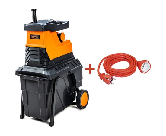 Садовый измельчитель GTM MS2800/45 KIT, 220В, 2800Вт, до 45мм, фреза, 60л + подовжувач 10м (MS2800/45_KIT+ext.cord)