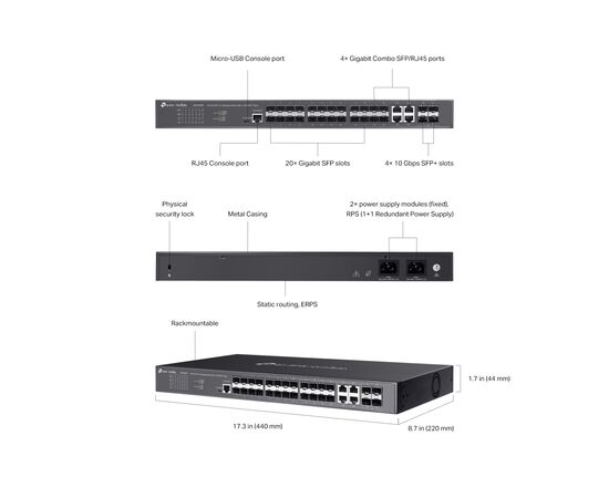 Комутатор мережевий TP-Link SG3428XF, зображення 7