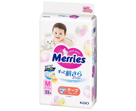 Підгузки Merries Розмір M (6-11 кг) 52 шт (4901301437716)