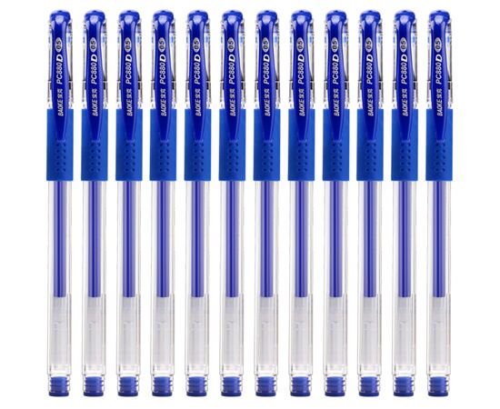 Ручка гелева Baoke 0.5 мм, з грипом, синя, 12 шт (PC880D/F-blue), зображення 2
