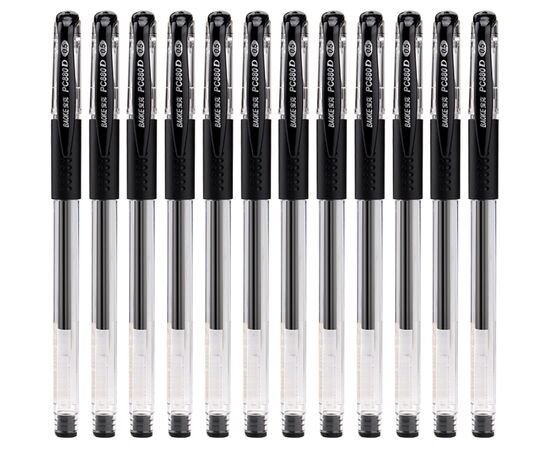 Ручка гелева Baoke 0.5 мм, з грипом, чорна, 12 шт (PC880D/F-black), зображення 2