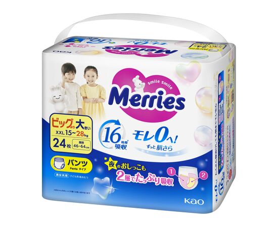 Подгузники Merries трусики Розмір XXL (15-28 кг) 24 шт (4901301442918), изображение 2
