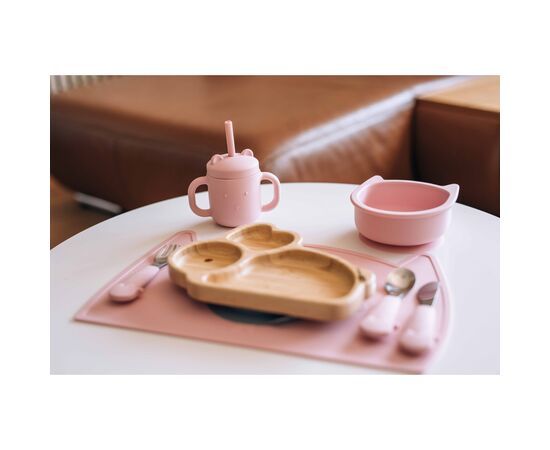 Набір дитячого посуду FreeON Kitty силіконовий килимок для годування, pink (46385), зображення 2