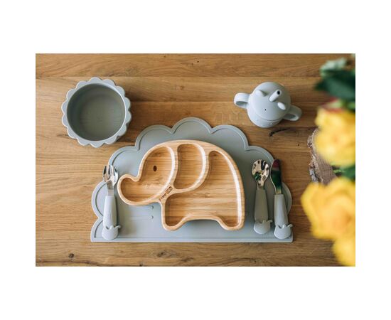 Набір дитячого посуду FreeON Lion силіконовий килимок для годування,, grey (46378), зображення 4