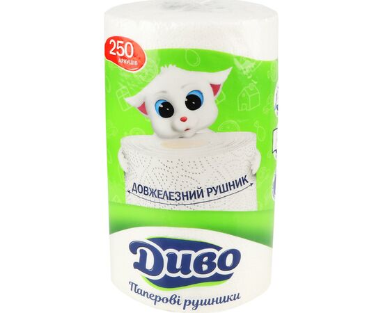 Бумажные полотенца Диво 2 слоя 250 отрывов 1 рулон (4820003838464), изображение 2