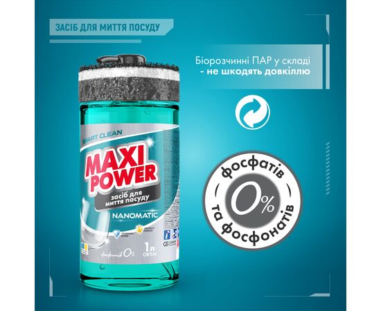 Средство для ручного мытья посуды Maxi Power Nanomatic 1 л (4820204703400), изображение 6