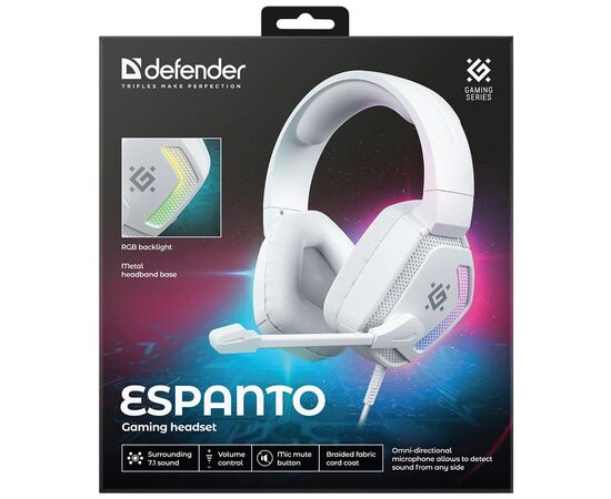Наушники Defender Espanto RGB USB White (62470), изображение 9
