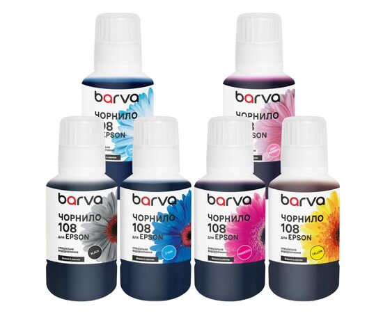 Чернила Barva Epson 108 6x140 мл, BK/C/M/Y/LC/LM, special, OneKey (E108-140-MP)