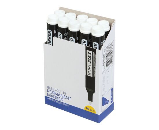 Маркер Buromax водостойкий 1-4 мм, белый (BM.8705-12), изображение 2