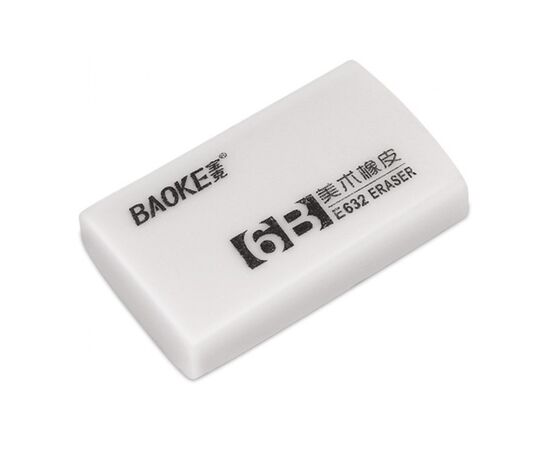 Ластик Baoke прямоугольная 39 х 23 х 10 мм, TPR белый 6B, 36 шт (E632)
