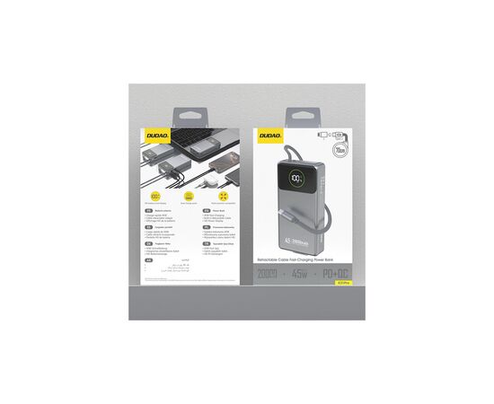 Батарея универсальная Dudao K31Pro 20000mAh 45W PD, QC, with built-in USB-C/Lightning cables (6977196682010), изображение 2
