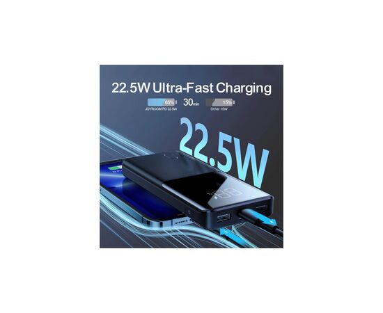 Батарея универсальная JOYROOM 10000mAh 22,5W PD, QC/3.0, 2*USB-A, USB-C In/Out, MicroUSB in, Black (JR-QP191), изображение 5