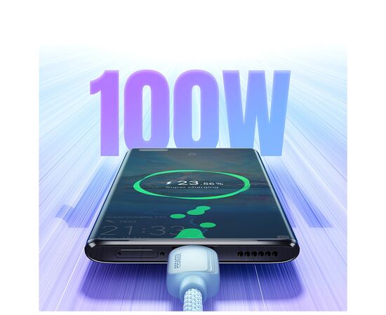 Дата кабель USB 2.0 AM to USB-C 1.0m 100W blue Essager (EXC7A-WL03-P), изображение 5