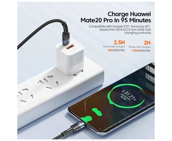 Дата кабель USB-C to USB-C 0.5m 100W black Essager (EXCTT1-XCB01), изображение 3