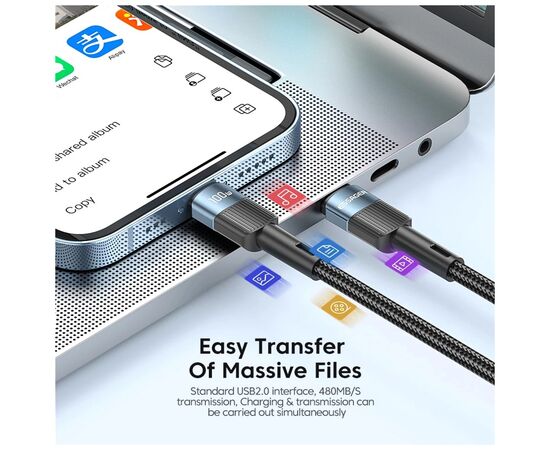 Дата кабель USB-C to USB-C 0.5m 100W black Essager (EXCTT1-XCB01), изображение 6