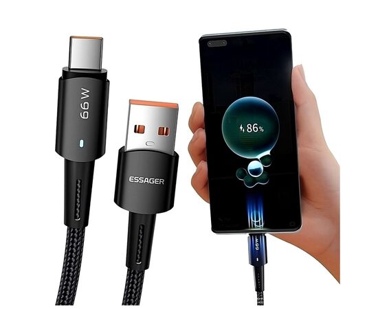 Дата кабель USB 2.0 AM to USB-C 0.5m 6A Essager (EXCT-CGB01), изображение 3