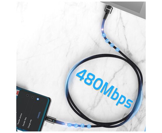 Дата кабель USB 2.0 AM to USB-C 0.5m 6A Essager (EXCT-CGB01), изображение 5