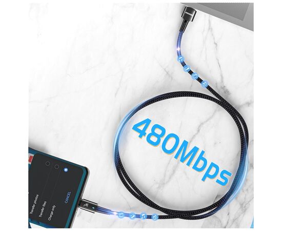 Дата кабель USB 2.0 AM to USB-C 0.5m 7A 100W black Essager (EXC7A-CGB01-P), изображение 4