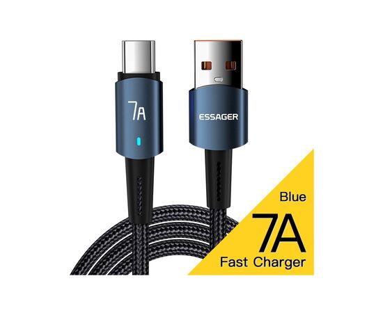 Дата кабель USB 2.0 AM to USB-C 1.0m 7A 100W blue Essager (EXC7A-CG03-P), изображение 3