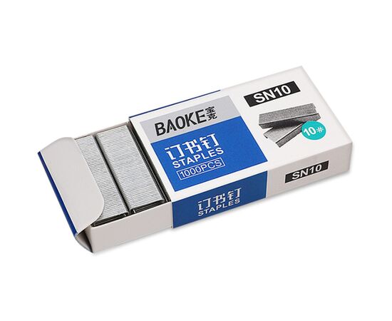 Скоби для канцелярського степлера Baoke №10, 1000 шт, 10 упаковок (SN10), зображення 2