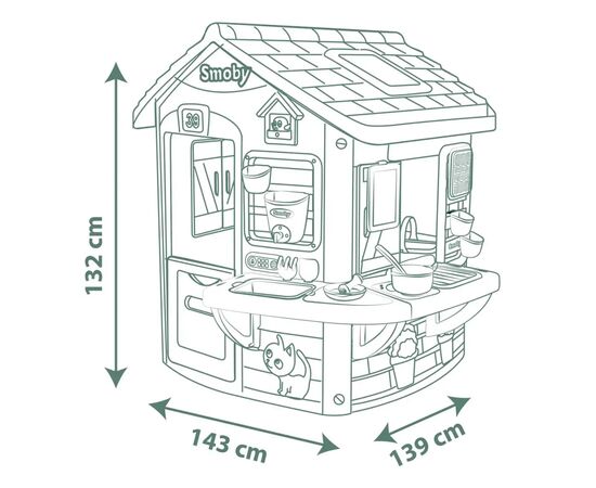 Игровой домик Smoby Life "Садівник" з кухнею та мийкою, 16 аксес., 132х144х140 см (7600810505), изображение 4