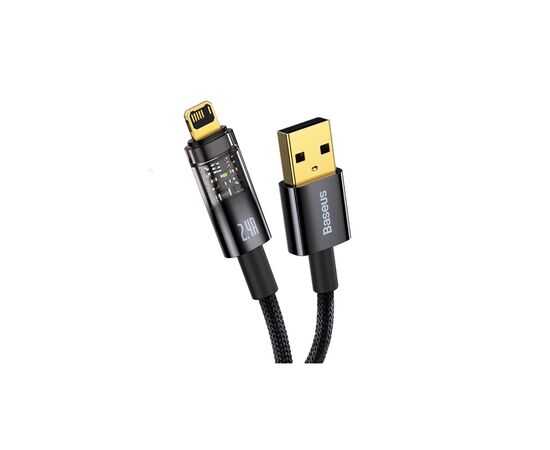 Дата кабель USB 2.0 AM to Lightning 1.0m 2.4A Explorer Series black Baseus (CATS000401), изображение 5