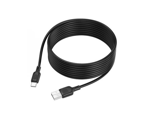 Дата кабель USB 2.0 AM to USB-C 3.0m silicone BX113 black BOROFONE (6941991115554), изображение 4
