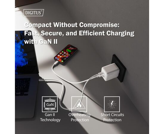 Зарядное устройство Digitus 2xUSB-C + 1xUSB-A GaN 100W (DA-10304), изображение 9