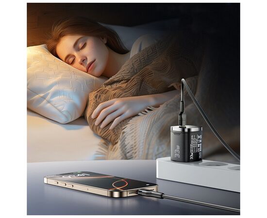 Зарядное устройство 1xUSB-C + 1xUSB 33W GaN black Essager (ECT33W-GMB01-Z), изображение 7