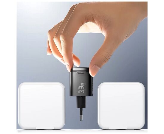 Зарядное устройство 1xUSB-C + 1xUSB 33W GaN black Essager (ECT33W-GMB01-Z), изображение 8
