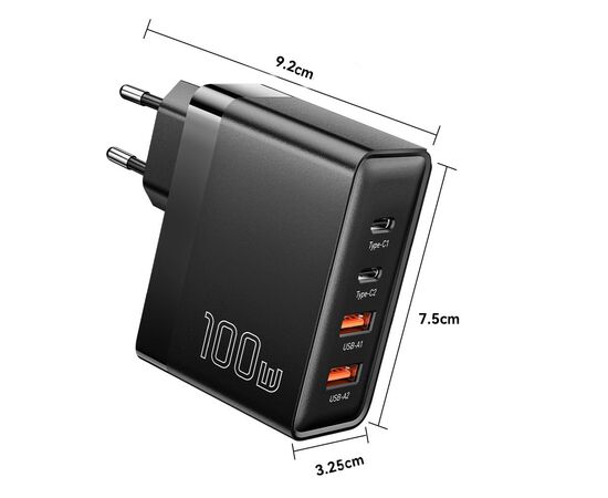 Зарядное устройство 2xUSB-C + 2xUSB 100W Essager (ECT2CA-QYB01-Z), изображение 11