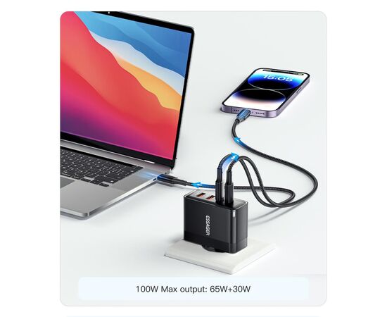 Зарядное устройство 2xUSB-C + 2xUSB 100W Essager (ECT2CA-QYB01-Z), изображение 5