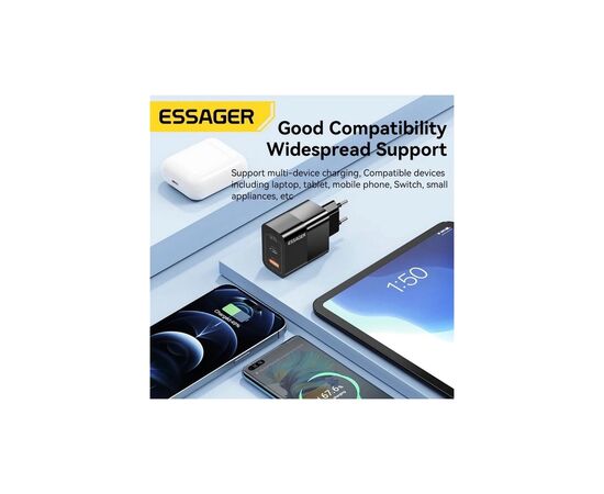 Зарядное устройство 1xUSB-C + 1xUSB 33W Essager (ECTAC-PCB01-P), изображение 4