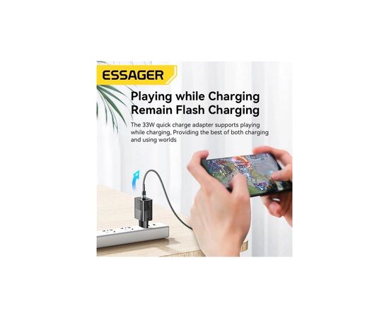 Зарядное устройство 1xUSB-C + 1xUSB 33W Essager (ECTAC-PCB01-P), изображение 6