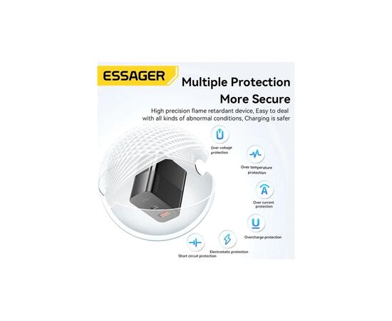 Зарядное устройство 1xUSB-C + 1xUSB 33W Essager (ECTAC-PCB01-P), изображение 9