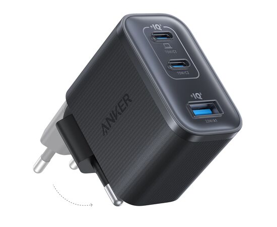Зарядное устройство Anker 2xUSB-C PD70W + 1xUSB black (A121AL11)