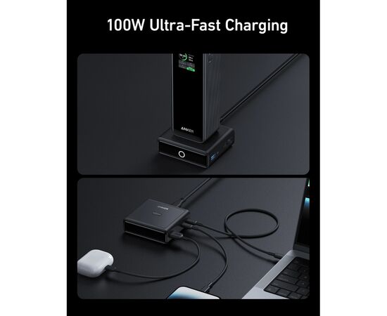 Зарядний пристрій Anker 2xUSB-C 100W + 1xUSB + Pogo pin for Anker Prime black (A1902311), зображення 5