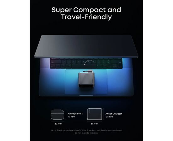 Зарядное устройство Anker 3xUSB-C PD3.1 160W GaNPrime w Display silver (A2687341), изображение 3