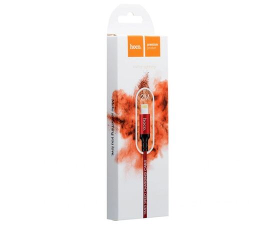 Дата кабель USB 2.0 AM to Lightning 2.0m 2A X14 black-red HOCO (6957531062899), изображение 2
