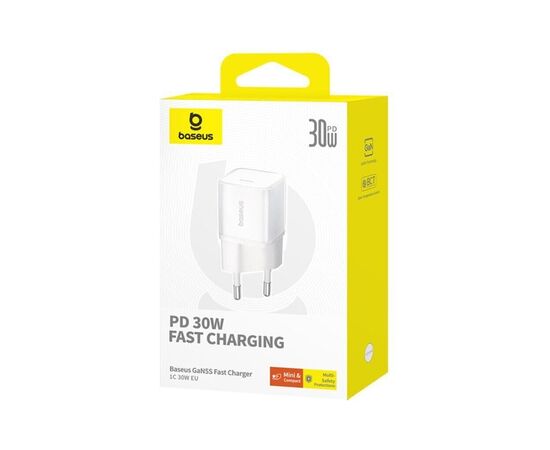 Зарядное устройство Baseus 1xUSB-C 30W GaN5S white (P10162504213-00), изображение 6