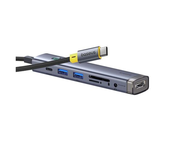 Концентратор Baseus USB-C 7-Port HDMI 4K60Hz + 2xUSB 3.0 + PD + SD/TF 3.0 + 3.5mm gray (B00052803811-02), изображение 2