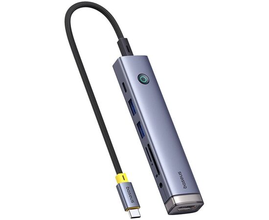 Концентратор Baseus USB-C 7-Port HDMI 4K60Hz + 2xUSB 3.0 + PD + SD/TF 3.0 + 3.5mm gray (B00052803811-02)