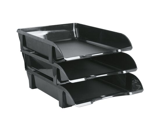 Лоток для бумаг Economix горизонтальный пластик, черный (E31803-01)