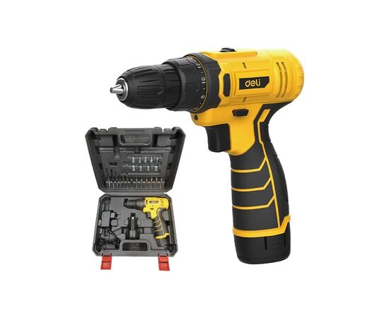 Шуруповерт Deli 12V, 2Ah, 3Nm, насадки+набор сверл и бит (EDL-DZ12-6A2)